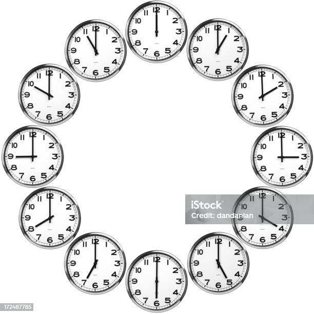 Photo libre de droit de Around The Clock Clipping Path banque d'images et plus d'images libres de droit de Cadran d'horloge - Cadran d'horloge, Carré - Composition, Cercle