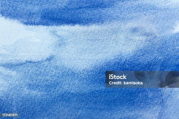 Watercolored Fundo Em Azul - Arte vetorial de stock e mais imagens de Azul - Azul, Plano de Fundo, Abstrato