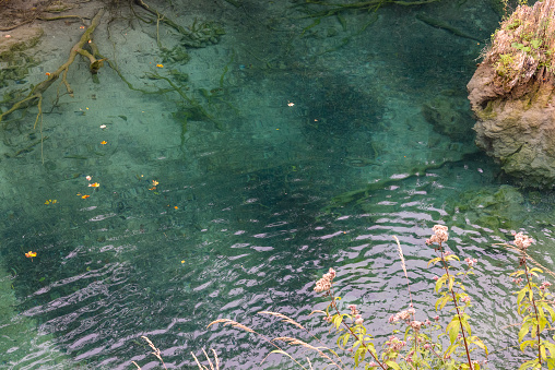 Beautiful alpine lake in Graubunden Canton, Switzerland, Summer season