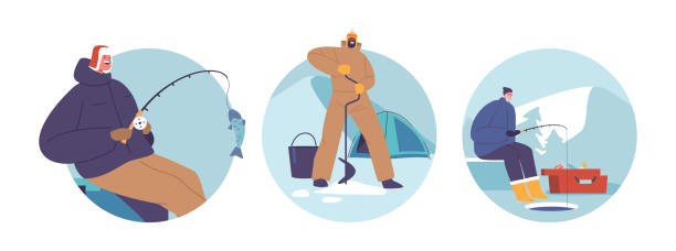 70+ Ice Fishing Hole Stock Illustrations, Royalty-Free Vector
