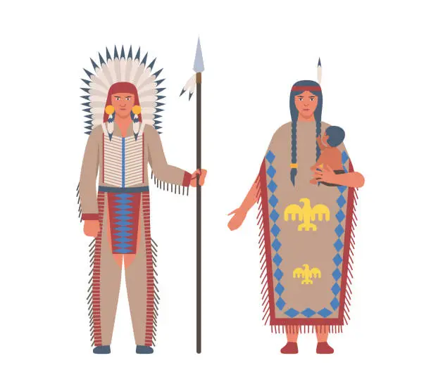 Vector illustration of Native american character vector