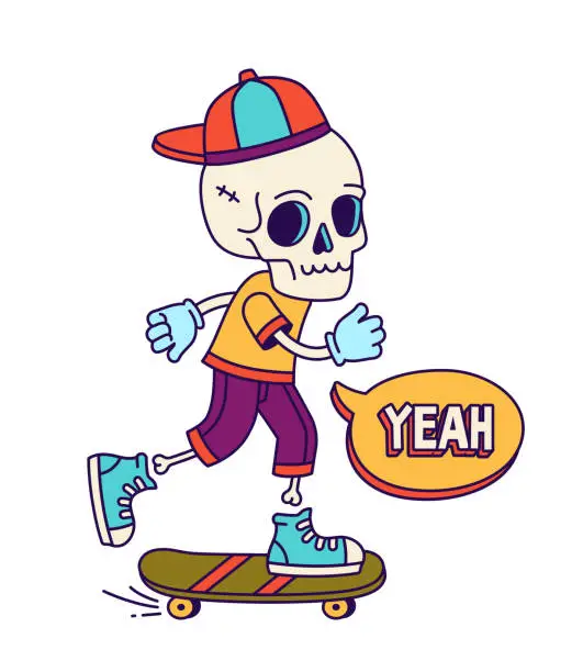 Vector illustration of Skeleton skater with board vector