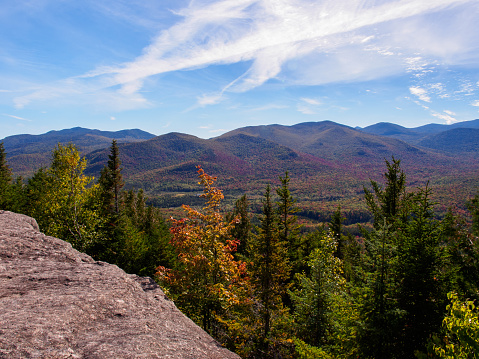 Hiking in the Adirondack Mountain Indian Head Trail in the fall