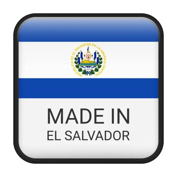 Vector illustration of Made in El Salvador badge vector. Sticker with stars and national flag. Sign isolated on white background.
