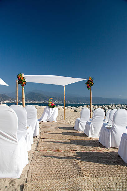 wedding on the beach in mexico stock photo