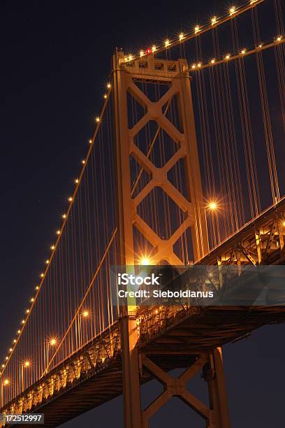 Bay Bride In San Francisco At Night Stock Photo - Download Image Now - Bridge - Built Structure, Directly Below, Illuminated