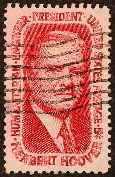 1960's postage stamp honoring former US president Herbert Hoover.