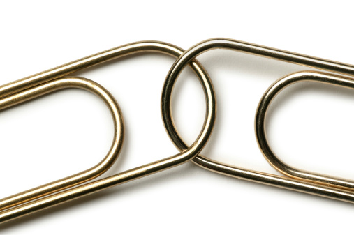 Silver paper clip isolated element