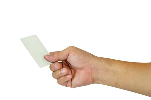istock Hand holding blank white credit card isolated on white background,Plastic debit-card,include clipping path 1725150074
