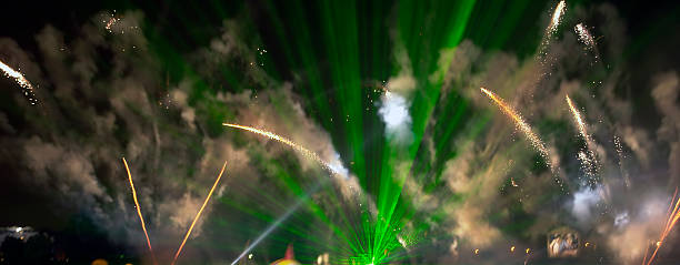 novo ano, evento, entretenimento, festivais. - laser firework display performance showing imagens e fotografias de stock