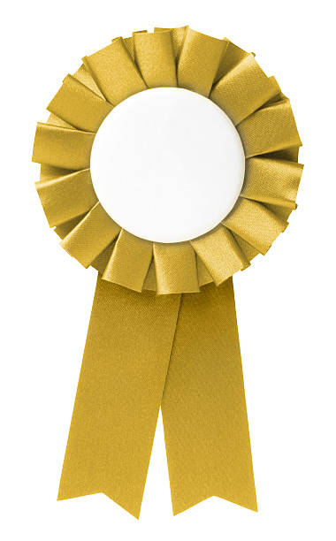 istock Blank gold ribbon rosette on white background 172515613