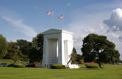 The Peace Arch monument from the Canadian side of the US border