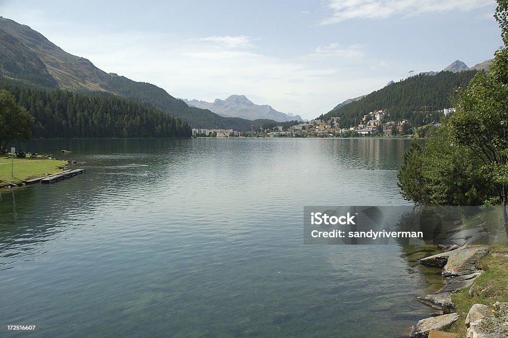 Lago Saint Moritz - Royalty-free Aldeia Foto de stock