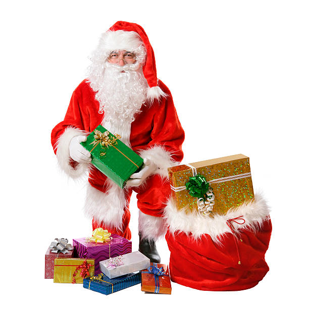 istock Santa with gifts on white 172516912