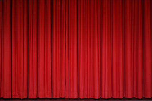 Red stage curtain with white background