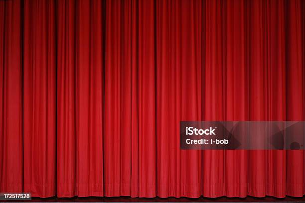 Red Curtain Stock Photo - Download Image Now - Curtain, Red, Stage Theater