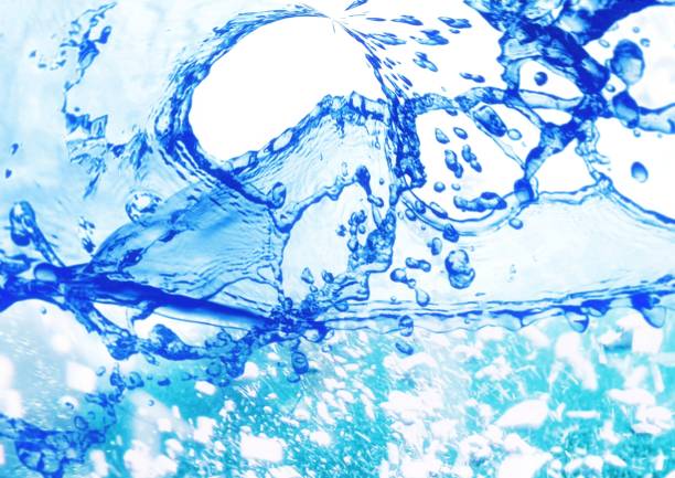 3d illustration of abstract blue waves and splashes in natural environment concept
