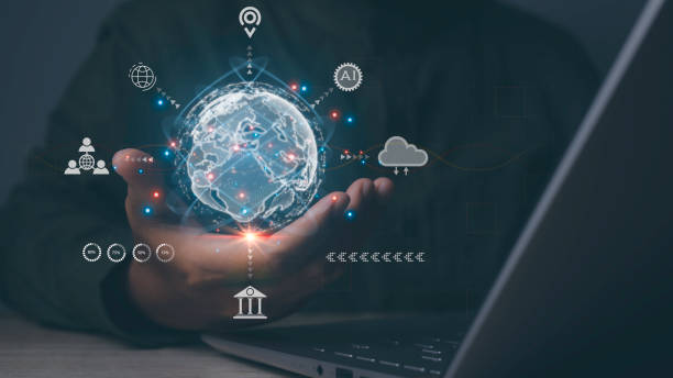 istock Digital marketing global network and data exchanges over the world. 1725272397