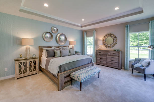 istock Coffered ceiling in parent's bedroom in new home 1725313606