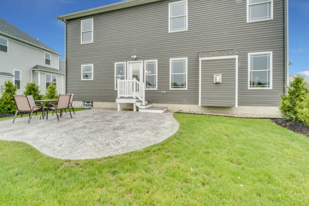 Simple home exterior in back of house