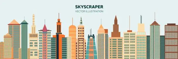 Vector illustration of Skyscraper banner seamless.