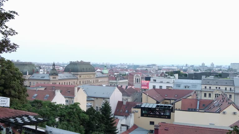 Handheld shot of buildings in Zagreb