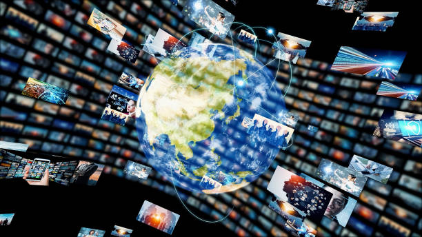 istock Digital contents concept. Social networking service. Streaming video. Global communication network. 1725418675