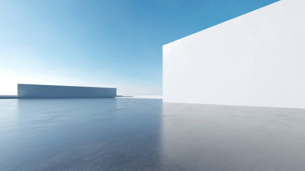 istock 3d render of abstract futuristic architecture with empty concrete floor. Scene for car presentation. 1725440043