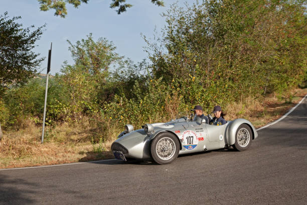 Racing car Cisitalia 204A Abarth Spider Corsa(1948) in classic car race Gran Premio Nuvolari. September 17, 2023 in Predapppio, Italy. Tazio Nuvolari made his last victory driving one of these cars Racing car Cisitalia 204A Abarth Spider Corsa(1948) in classic car race Gran Premio Nuvolari. September 17, 2023 in Predapppio, Italy. Tazio Nuvolari made his last victory driving one of these cars premio stock pictures, royalty-free photos & images