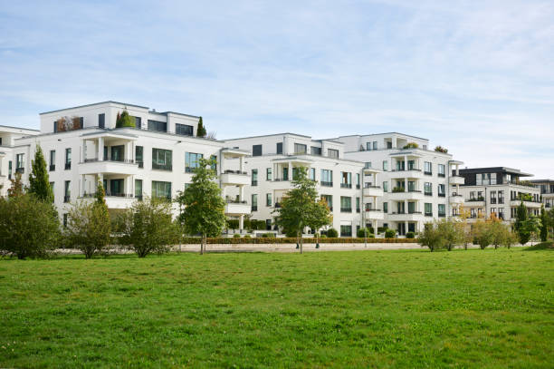 istock Modern white town houses 1725461786
