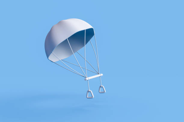 istock 3D rendering of Parachute On Blue Background. 1725461804
