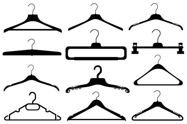 Collection of different coat hangers Collection of different coat hangers isolated on white clothes hanger storage stock illustrations
