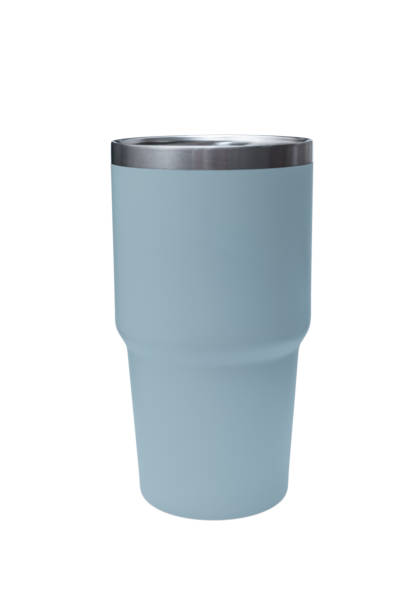 istock Big modern crystal blue thermos bottle isolated on white. Reusable concept. 1725488458
