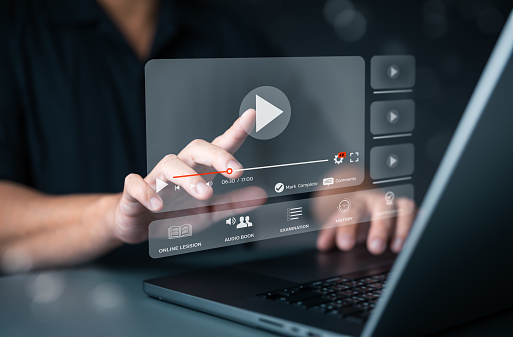 Self Elearning Device Online Elearning Self Study Classes Or Lessons On Virtual Screen ...