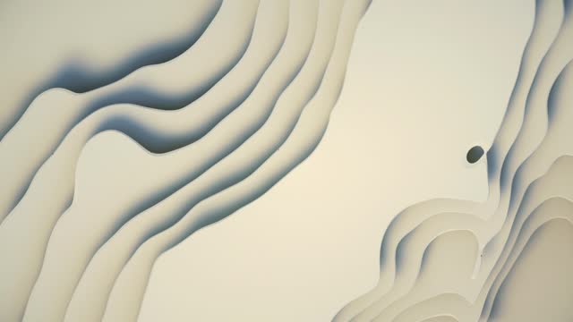 Abstract digital background with seamless loop animation of white wavy layered surface. 3d rendering 4K