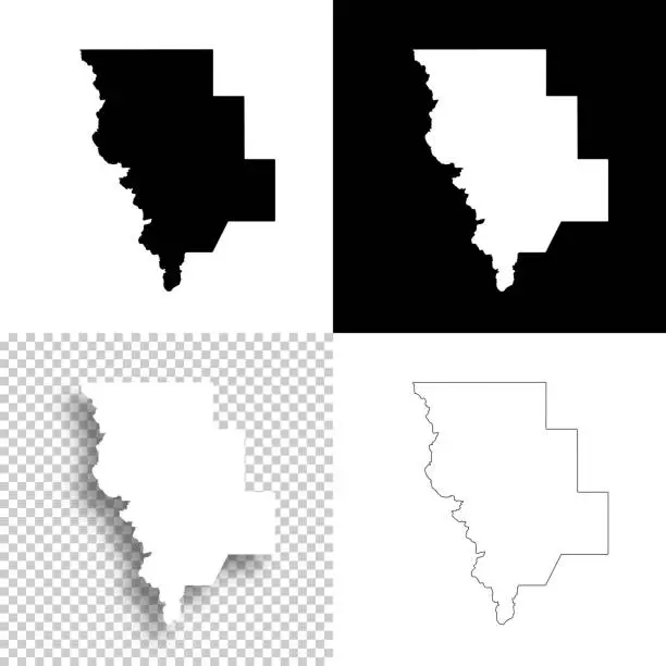 Vector illustration of Sabine Parish, Louisiana. Maps for design. Blank, white and black backgrounds