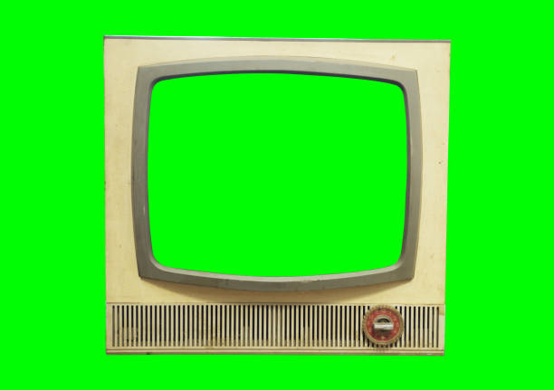 istock Old TV with a green screen on a green background. Retro technology concept. 1725516764