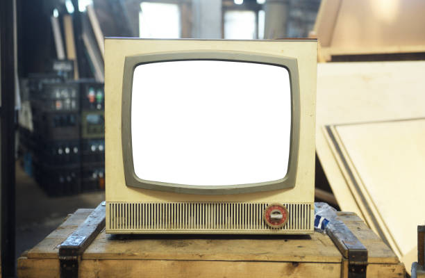 istock Old TV with a white screen on the bedside table. Retro technology concept. 1725517822