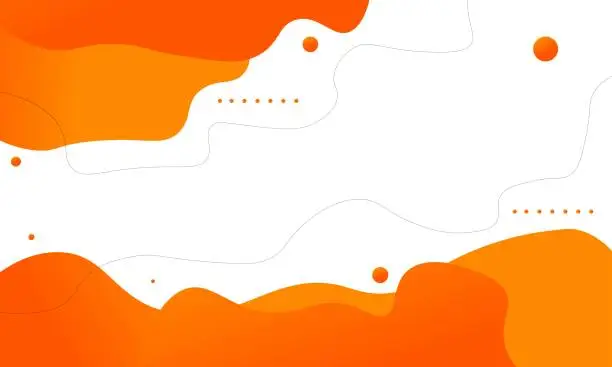 Vector illustration of Orange Abstract Fluid Shape Background with Geometric Elements