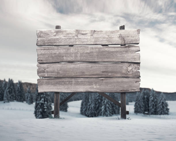 istock Wooden sign and wintry landscape 1725535813