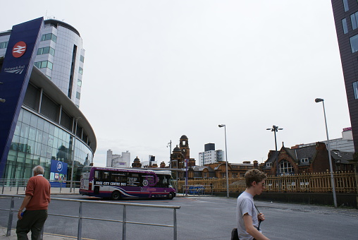 metro, shuttle bus in Piccadilly Station, Manchester, United Kingdom, August 06, 2009