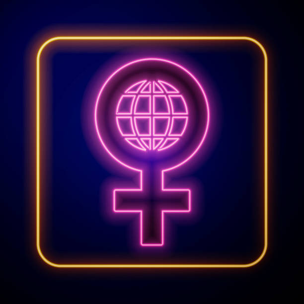 istock Glowing neon 8 March icon isolated on black background. International Happy Women Day. Vector 1725551274