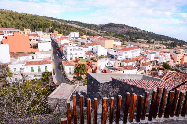 Village of Vilaflor Village of Vilaflor among a forest of pines in the mountain at tenerife in the Spanish Canary Islands. village vilaflor on tenerife stock pictures, royalty-free photos & images