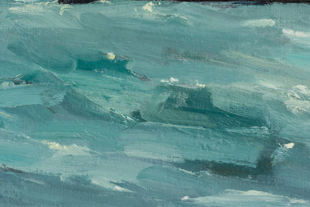 peinture à l’huile abstraite mer turquoise bleue. fond d’art d’été. - painted image image paintings gouache painting photos et images de collection