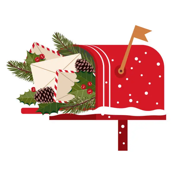 Vector illustration of RETRO SANTA MAILBOX