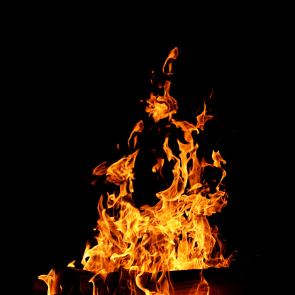 Bonfire isolated black background