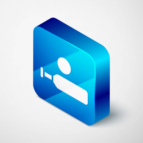 Isometric Wood cricket bat and ball icon isolated on grey background. Blue square button. Vector Isometric Wood cricket bat and ball icon isolated on grey background. Blue square button. Vector. baseball-scorecard stock illustrations