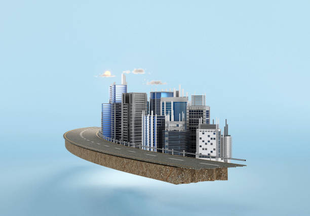 istock Building construction with concrete roard and transparent background.3D rendering 1725595672