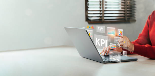 istock Female analyst uses Work on laptop and dashboard for business analysis, data and data management system with KPIs and indicators connected to database for technology finance. Corporate strategy for finance, sales, marketing 1725600653