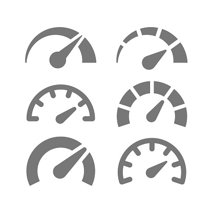 Gauge, tachometer or odometer icon set